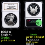 Proof NGC 1992-s Silver Eagle Dollar $1 Graded pr69 dcam By NGC