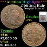 ***Auction Highlight*** 1798 2nd Hair Draped Bust Large Cent 1c Graded vf35 By SEGS (fc)
