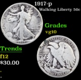 1917-p Walking Liberty Half Dollar 50c Grades vg+