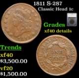 ***Auction Highlight*** 1811 Classic Head Large Cent S-287 1c Graded xf40 details By SEGS (fc)