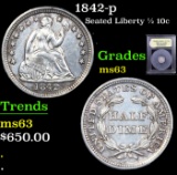 1842-p Seated Liberty Half Dime 1/2 10c Graded Select Unc By USCG