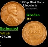 1930-p Lincoln Cent Mint Error 1c Grades f+