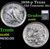 1938-p Texas Old Commem Half Dollar 50c Graded ms66 By SEGS