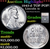 ***Auction Highlight*** 1943-d Lincoln Cent TOP POP! 1c Graded ms68+ By SEGS (fc)