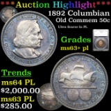 ***Auction Highlight*** 1892 Columbian Old Commem Half Dollar 50c Graded ms63+ pl By SEGS (fc)