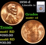1956-d Lincoln Cent 1c Graded ms66+ rd By SEGS