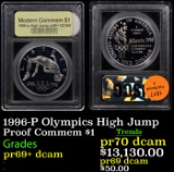 Proof 1996-P Olympics High Jump Modern Commem Dollar $1 Graded pr69+ dcam By USCG