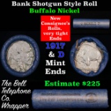 Buffalo Nickel Shotgun Roll in Old Bank Style 'Bell Telephone'  Wrapper 1917 &d Mint Ends