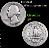1936-d Washington Quarter 25c Grades g+