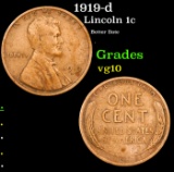 1919-d Lincoln Cent 1c Grades vg+