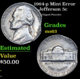 1964-p Jefferson Nickel Mint Error 5c Grades Select Unc