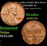 1959-p Lincoln Cent Double Mint Error 1c Grades Select Unc BN