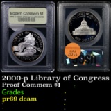 Proof 2000-p Library Of Congress Modern Commem Dollar $1 Grades GEM++ Proof Deep Cameo