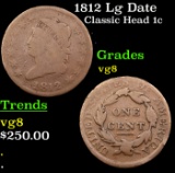1812 Lg Date Classic Head Large Cent 1c Grades vg, very good