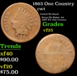 1863 One Country Civil War Token 1c Grades vf+