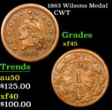 1863 Wilsons Medal Civil War Token 1c Grades xf+