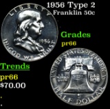 Proof 1956 Type 2 Franklin Half Dollar 50c Grades GEM+ Proof