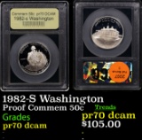 Proof 1982-S Washington Modern Commem Half Dollar 50c Graded pr70 dcam By USCG