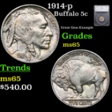 1914-p Buffalo Nickel 5c Grades GEM Unc By SEGS