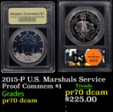 Proof 2015-P U.S. Marshals Service Modern Commem Dollar $1 Graded pr70 dcam By USCG