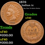 1876 Indian Cent 1c Grades xf