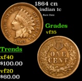 1864 cn Indian Cent 1c Grades vf++
