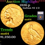 ***Auction Highlight*** 1926-p Gold Indian Quarter Eagle $2 1/2 Graded ms64 By SEGS (fc)