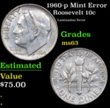 1960-p Roosevelt Dime Mint Error 10c Grades Select Unc