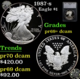 Proof 1987-s Silver Eagle Dollar $1 Graded pr69+ dcam By SEGS