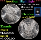 ***Auction Highlight*** NGC 1885-cc Morgan Dollar GSA Hoard $1 Graded ms62+ BY NGC (fc)