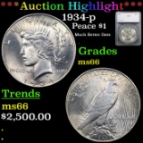 ***Auction Highlight*** 1934-p Peace Dollar $1 Graded ms66 By SEGS (fc)