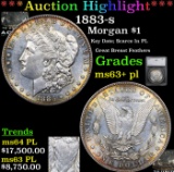 ***Auction Highlight*** 1883-s Morgan Dollar $1 Graded ms63+ pl By SEGS (fc)