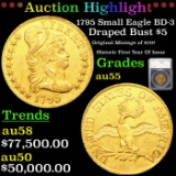 ***Auction Highlight*** 1795 Small Eagle Draped Bust $5 Gold Half Eagle BD-3 Graded au55 By SEGS (fc