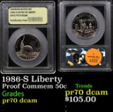 Proof 1986-S Liberty Modern Commem Half Dollar 50c Graded pr70 dcam By USCG