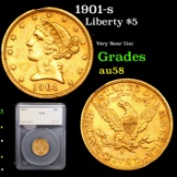 1901-s Gold Liberty Half Eagle $5 Graded au58 By SEGS