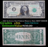 1963 $1 Green Seal Federal Reserve Note MINT ERROR Grades vf+