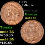 1908 Indian Cent 1c Grades GEM Unc BN