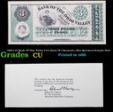 1860's $3 Bank Of Ohio Valley Free Bank Of Cincinnati, Ohio Specimen/Intaglio Note Grades CU