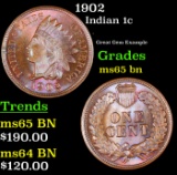 1902 Indian Cent 1c Grades GEM Unc BN