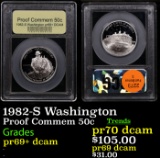 Proof 1982-S Washington Modern Commem Half Dollar 50c Graded pr69+ dcam By USCG