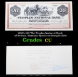 1880's $20 The Peoples National Bank of Helena, Montana Specimen/Intaglio Note Grades CU