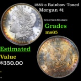 1885-o Rainbow Toned Morgan Dollar $1 Grades GEM Unc