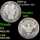 1907-p Franklin Half Dollar 50c Grades vg+