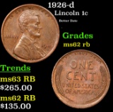 1926-d Lincoln Cent 1c Grades Select Unc RB