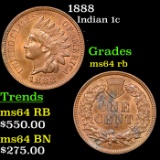 1888 Indian Cent 1c Grades Choice Unc RB