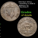 1952 East Africa 1 Schilling 1s KM-31 Grades xf details