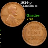 1924-p Lincoln Cent 1c Grades vf+
