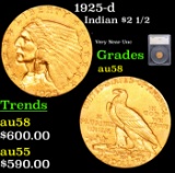 1925-d Gold Indian Quarter Eagle $2 1/2 Graded au58 By SEGS