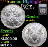 ***Auction Highlight*** 1995-p Silver Eagle Dollar $1 Graded ms69+ By SEGS (fc)