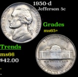 1950-d Jefferson Nickel 5c Grades GEM+ Unc